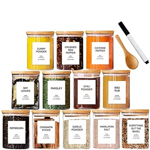12 Frascos de Vidrio de Borosilicato de 8.5oz para Especias con Tapas de Bambú Herméticas Apilables - Contenedores de Almacenamiento con Etiquetas y Cucharas - Venta al por Mayor - Product Image 4