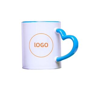 USA kho <span class=keywords><strong>Mug</strong></span> bán buôn đầy màu sắc 11oz tùy chỉnh gốm trắng thăng hoa cốc cà phê với trái tim xử lý - Product Image 5