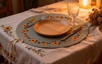 Set de table zen asiatique de haute qualité en PP, 38 cm, 3 mm d'épaisseur, fait main, lavable, résistant à la chaleur, écologique, non toxique, réutilisable pour la maison