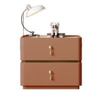 Table de chevet nordique en terre cuite à 2 tiroirs, meuble de nuit de luxe avec poignée en laiton, armoire d'appoint pour chambre moderne