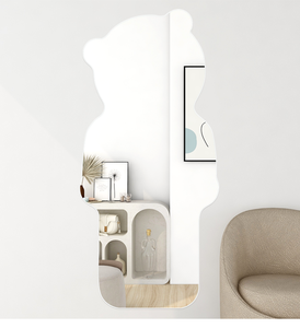 Mignon <span class=keywords><strong>petit</strong></span> ours moderne verre corps entier dressing miroir tenture murale coller Non perforé montage mural montage décor à la maison - Product Image 2
