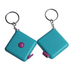Custom logo Imprinted Square Mini tape measure keychain