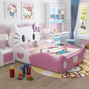 Cama de Cuero Ecológica Tamaño Twin de Hello Kitty con Barandilla para Niñas, Decoración para Dormitorio Infantil - Product Image 4