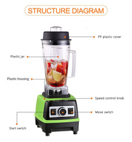 Grand mélangeur commercial à grande vitesse lame en acier inoxydable fabricant de jus personnel multifonctionnel pour une utilisation en cuisine pour le ménage