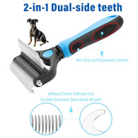 2023 accessoires pour chat brosse de toilettage pour animaux de compagnie 2 en 1 râteau à sous-manteau pour chien chat en acier inoxydable Double face peigne d'épilation pour animaux de compagnie