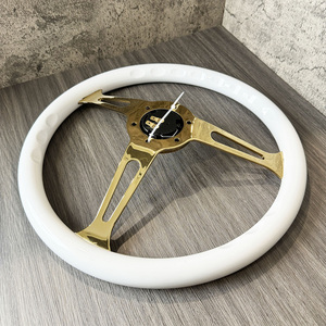 High Quality Universal Customized Gold <b>Brackets</b> <b>White</b> ABS Steering Wheel Sport Steering Wheel Racing Steering Wheel - Product Image 4
