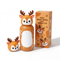 Nouvelle conception de gourde isotherme en acier inoxydable pour enfants, 300 ml, sans BPA, avec couvercle amusant en forme de tête d'animal pour l'école et les voyages