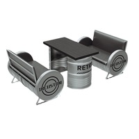 Mobilier de bar industriel moderne et durable en métal clair canapé de camion combinaison créative de chaise de table de baril de pétrole pour café bar à thé au lait
