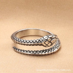 Anillo de serpiente de acero inoxidable, color plateado, forma de animal, joyería punk para hombre, regalo, otoño 2021 - Product Image 1