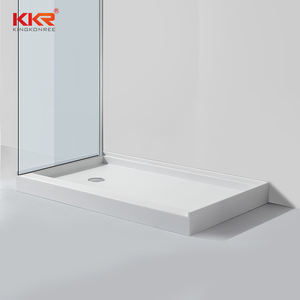 KKR Base de salle de bain en pierre artificielle antidérapante, plateau de <span class=keywords><strong>douche</strong></span> <span class=keywords><strong>à</strong></span> surface solide en résine acrylique blanche - Product Image 4