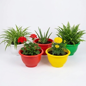 Macetas de Plástico Tradicionales de Feng Shui con Auspiciosos Diseños en Relieve de Barcos Dragón para Decoración del Hogar y Jardín, Tamaño Extra Grande - Product Image 1