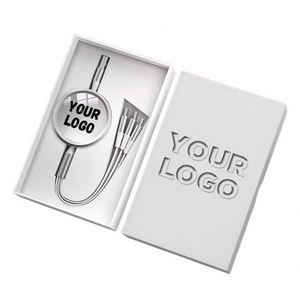 Câble de charge multifonction 3-en-1 rétractable pas cher avec logo personnalisé, 1,5 m, micro USB, multi USB, type C - Product Image 1