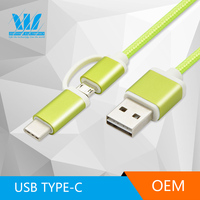 Kabel USB 2 in 1 Versi 2.0 untuk Android & iPhone, Casing Aluminium, Jalinan Kapas, 480Mbps, Sinkronisasi Data & Pengisian Daya