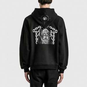 Sweat à capuche homme surdimensionné avec impression numérique à motif de logo personnalisé Sweat à capuche 330 g/m² - Product Image 2