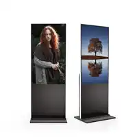 Stan Interaktif Penyangga Lantai Totem Portabel Plakat Digital LCD