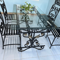 Ensemble de bancs de patio en fer, design contemporain antique, meubles d'extérieur pour balcon et jardin