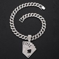 Fabricant de bijoux, pendentif poker serti de diamants, argent, or, diamants, collier hip hop pour hommes, breloques