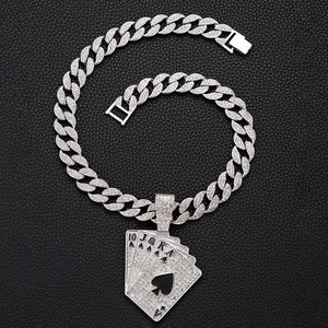 Fabricant de bijoux, pendentif poker serti de diamants, argent, or, diamants, collier hip hop pour hommes, breloques - Product Image 4