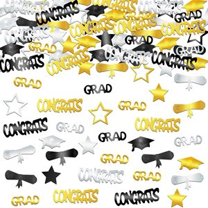 DAMAI Gold Blue and Black Graduation Confetti Congrats <b>Card</b> Confetti Party <b>Table</b> Centerpiece for Graduation Party Supplies - Product Image 3