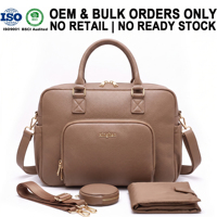 Sac à dos fourre-tout pour couches en cuir végétalien convertible OEM d'usine, sac de maternité, sac de travail avec manchon de bagage pour le voyage