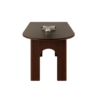 Ensemble table et chaises de salle à manger vintage style français, en bois massif noir mat, gain de place, 4 pièces - Product Image 5