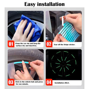 Autocollant réfléchissant personnalisé pour moyeu de roue de voiture Jante de pneu Sécurité routière <span class=keywords><strong>Moto</strong></span> Vélo Pneu Bande réfléchissante Autocollants lumineux pour voiture - Product Image 5