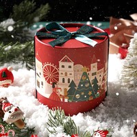Caja de Cartón Redonda Biodegradable con Impresión Personalizada para Navidad, Envase Cilíndrico para Dulces, Chocolates, Bocadillos, Regalos, Tubo de Papel