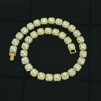NL3012 Collier Cool Hip Hop pour Hommes Bracelet Coeur en Forme de Diamant Plaqué Or Chaînes en Alliage Bijoux