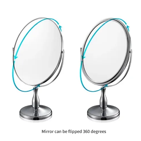 卸売カスタマイズロゴ優れた品質8インチ化粧鏡角度調整可能ダブルサイド1x/3x拡大楕円形デスクトップミラー
