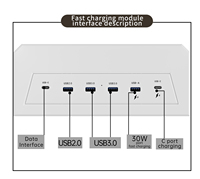 Support d'écran d'ordinateur double couche blanc avec deux tiroirs, charge sans fil et charge rapide, ainsi qu'un module USB3.0