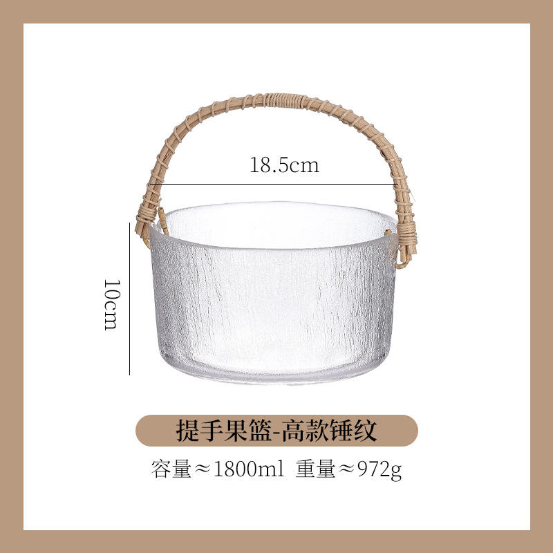 ตะกร้าผลไม้พร้อมหูจับ [ทรงสูง, พื้นผิวลายค้อน]