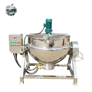 Electric heating jacket kettle with agitator / industrial cooking pot / jam boiling double jacketed pot