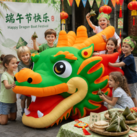 Tête de dragon chinois traditionnel gonflable verte personnalisée, modèle de dessin animé, pour la décoration d'événements festifs, la publicité commerciale