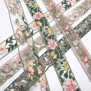 DIY Apparel Swiss Sewing for Shoes Bags Headdress Craft Embroidery Ribbons Flower Lace Trims Floral