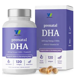 태아기 DHA 여성의 태아기 비타민 600mg DHA + 400IU 비타민 D3 트리글리세리드 오메가 3 생선 기름 임신 간호 성인 만