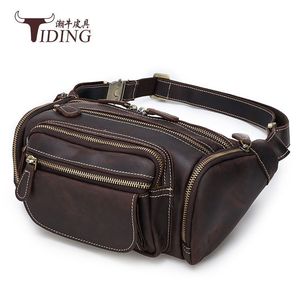 Bolso de Cintura de Cuero Crazy Horse para Hombre, Color Marrón Oscuro, Anti-Robo, para Uso Diario - Product Image 1