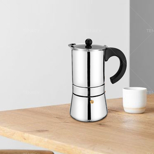 <span class=keywords><strong>Cafetera</strong></span> Italiana Tenrey para Espresso, <span class=keywords><strong>4</strong></span>/6/10 <span class=keywords><strong>Tazas</strong></span>, Inducción, Acero Inoxidable, <span class=keywords><strong>Cafetera</strong></span> Moka para Estufa - Product Image 4