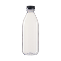 Bouteille en plastique transparente pour lait, yaourt et boissons de 850 ml et 1000 ml avec bouchon inviolable, sans BPA, 100% biodégradable en PLA, bouteilles pour jus