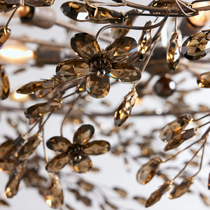 Lampadario di Lusso in Cristallo <span class=keywords><strong>Fiore</strong></span> 48" a Corona per Soggiorno e <span class=keywords><strong>Villa</strong></span>, Illuminazione Interna in Bronzo con Vetro Fumé - Product Image 2