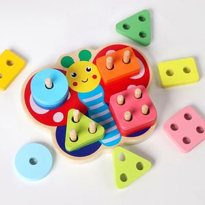 Montessori Sensory Developmental Baby Wooden Stacking Puzzle Toy Shape Sorters for Toddlers - Product Image 1