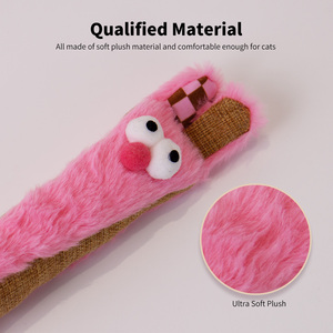 Jouet interactif en lin pour chat, motif lapin en peluche, avec plumes et herbe à chat, pour mordiller et mâcher, vente en gros - Product Image 5