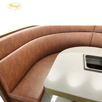 Tables et chaises de café pour restauration rapide personnalisées en gros, mobilier de restaurant en demi-cercle, sièges de banquette en bois pour hôtels
