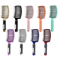 Nouveau produit Explosion peigne en bambou en bois naturel sans poignée peigne à oeufs Portable brosse à cheveux aiguille en acier brosse à cheveux respirante