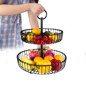 <span class=keywords><strong>Cuisine</strong></span> Fruits <span class=keywords><strong>et</strong></span> Légumes De Stockage Comptoir Deux Métalliques À Plusieurs Niveaux 2 De Fruits De Palier Panier Stand - Product Image 1