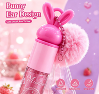 Lot de 12 porte-clés en peluche lapin coréen mignon avec brillant à lèvres, rouge à lèvres de luxe haute pigmentation mat, pailleté et crémeux, vente en gros