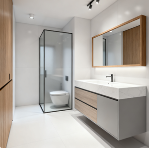 Grande <span class=keywords><strong>spazio</strong></span> di lusso bagno armadio moderno Design minimalista con morbidi cassetti di chiusura e controsoffitto in marmo - Product Image 5