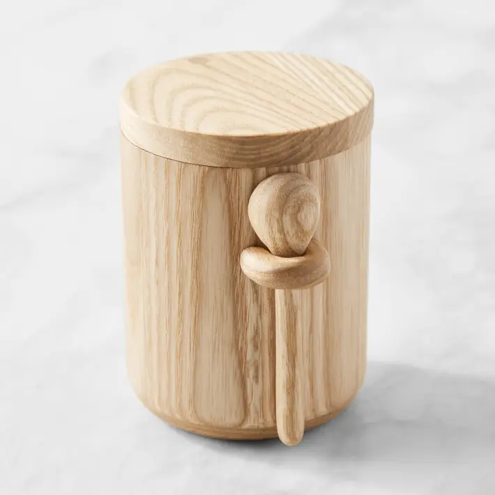 Kotak wadah penyimpanan bumbu garam lada bambu dapur set kotak garam kayu