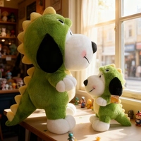 En gros, Peluche mignonne de chiot dinosaure lestée, style anime et dessin animé, coussin animal en maille anti-stress, en coton PP