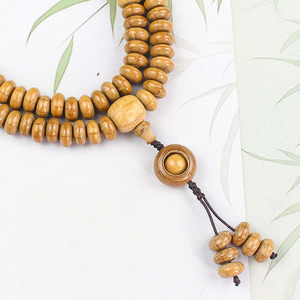 Bracelet en bois à six perles, perles intercalaires en forme de pilule 6x11mm, chapelet bouddhiste, collier en bois de la Montagne Wutai pour la tamerie du dragon, pour la fabrication de colliers - Product Image 2