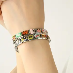 Hapiship Fashions Best Friend Rich Guys Hug Me All Mine Charm Links Fit 9mm Pulsera de acero inoxidable Fabricación de joyería DIY DJ731 - Product Image 1